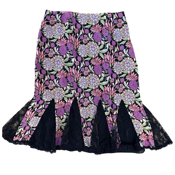 VTG Spenser Jeremy 100% Silk Skirt SZ 6 Floral Lace Fairy Whimsigoth Romantic - Picture 7 of 14